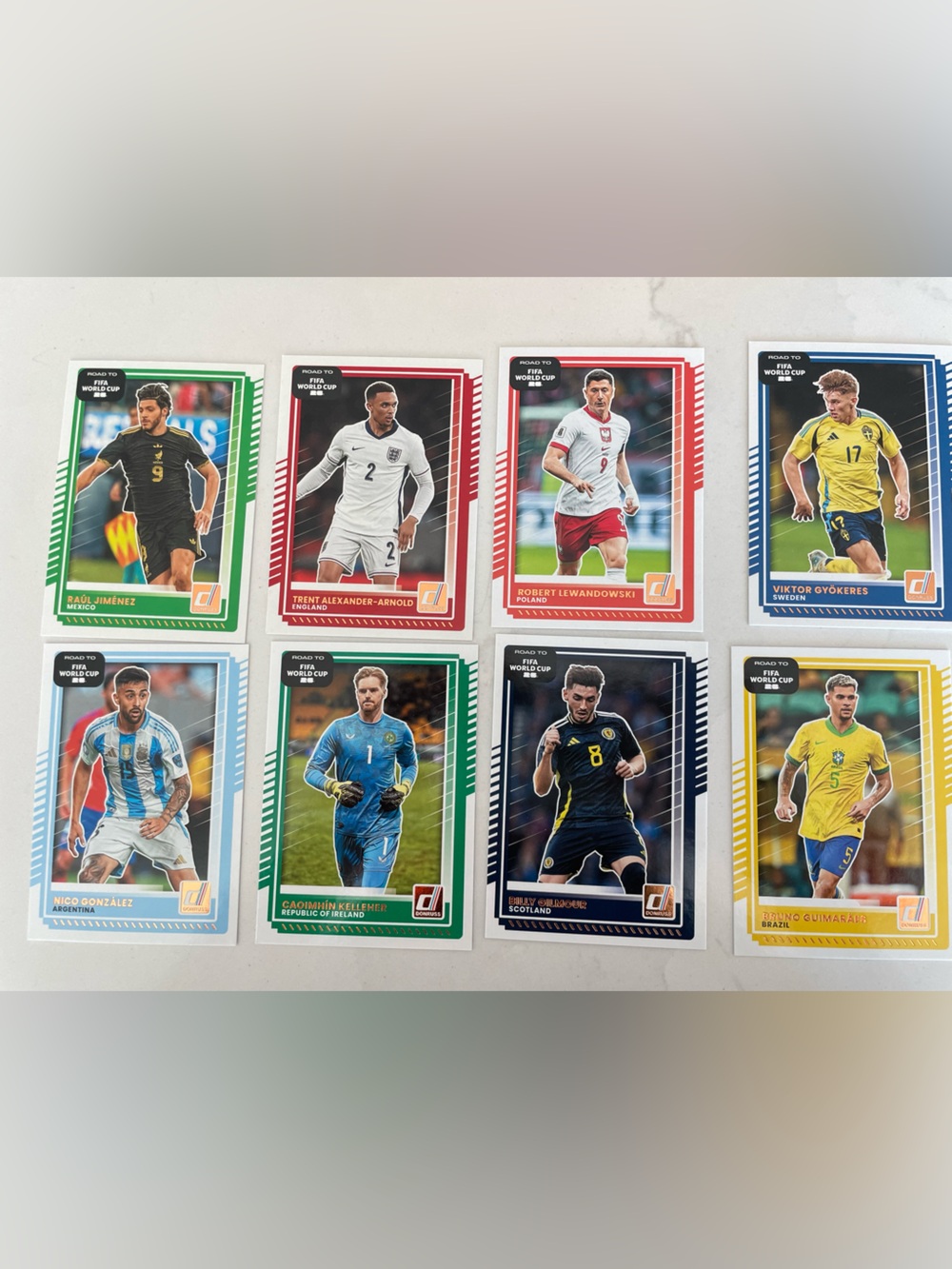 Panini World Cup Player Card Lot with Green, Red, Blue, Yellow Accents